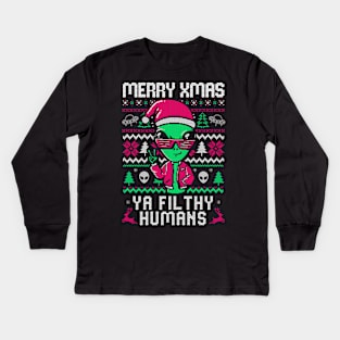 Alien Christmas - Funny Ugly Sweater Xmas Gift Kids Long Sleeve T-Shirt